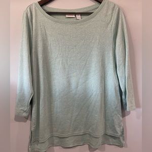 NWOT Chicos Sparkle Blue Blouse Size 2